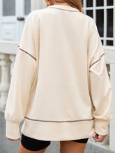 Slit Round Neck Long Sleeve T-Shirt OutfitFlow